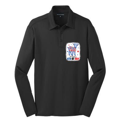 Funny Goat Lovers Owners Farmers American Flag 4th Of July Gift Silk Touch Performance Long Sleeve Polo