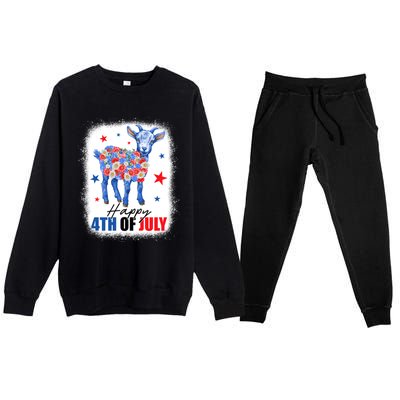 Funny Goat Lovers Owners Farmers American Flag 4th Of July Gift Premium Crewneck Sweatsuit Set