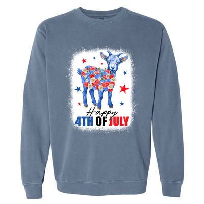 Funny Goat Lovers Owners Farmers American Flag 4th Of July Gift Garment-Dyed Sweatshirt