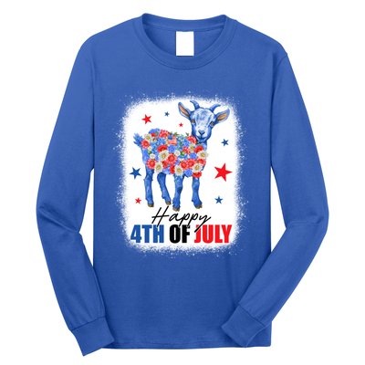 Funny Goat Lovers Owners Farmers American Flag 4th Of July Gift Long Sleeve Shirt