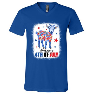 Funny Goat Lovers Owners Farmers American Flag 4th Of July Gift V-Neck T-Shirt