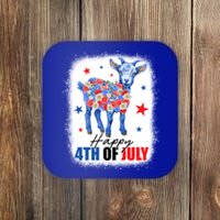 Funny Goat Lovers Owners Farmers American Flag 4th Of July Gift Coaster