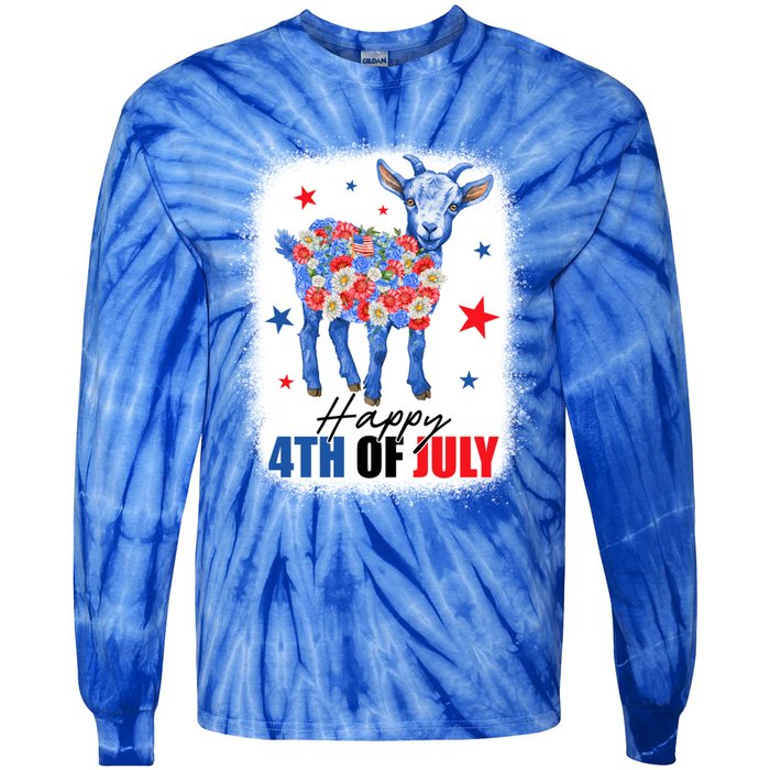 Funny Goat Lovers Owners Farmers American Flag 4th Of July Gift Tie-Dye Long Sleeve Shirt