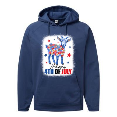 Funny Goat Lovers Owners Farmers American Flag 4th Of July Gift Performance Fleece Hoodie