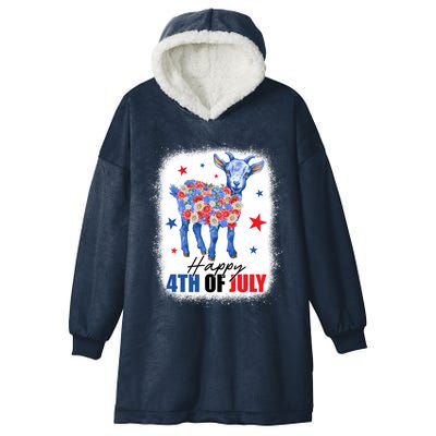 Funny Goat Lovers Owners Farmers American Flag 4th Of July Gift Hooded Wearable Blanket