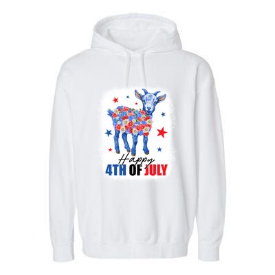 Funny Goat Lovers Owners Farmers American Flag 4th Of July Gift Garment-Dyed Fleece Hoodie