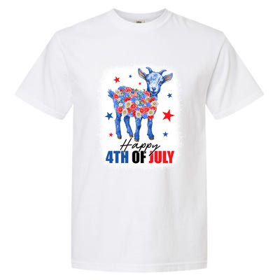 Funny Goat Lovers Owners Farmers American Flag 4th Of July Gift Garment-Dyed Heavyweight T-Shirt