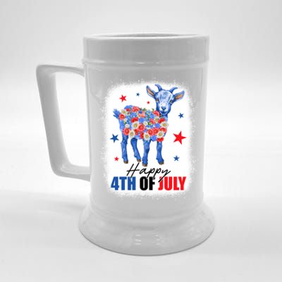 Funny Goat Lovers Owners Farmers American Flag 4th Of July Gift Beer Stein