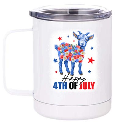 Funny Goat Lovers Owners Farmers American Flag 4th Of July Gift 12 oz Stainless Steel Tumbler Cup