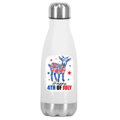 Funny Goat Lovers Owners Farmers American Flag 4th Of July Gift Stainless Steel Insulated Water Bottle