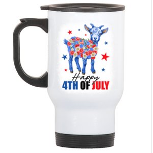 Funny Goat Lovers Owners Farmers American Flag 4th Of July Gift Stainless Steel Travel Mug