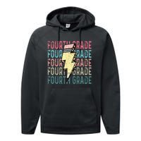 Fourth Grade Lightning Bolt Pencil Retro Teacher Girls Performance Fleece Hoodie