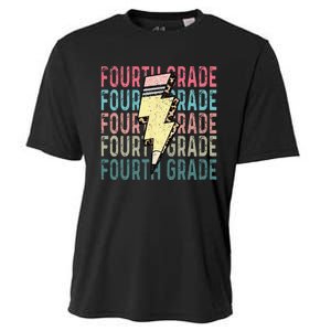 Fourth Grade Lightning Bolt Pencil Retro Teacher Girls Cooling Performance Crew T-Shirt