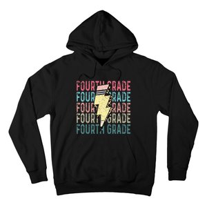 Fourth Grade Lightning Bolt Pencil Retro Teacher Girls Hoodie