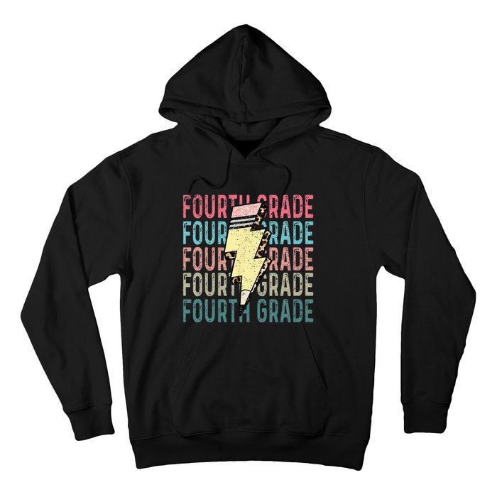 Fourth Grade Lightning Bolt Pencil Retro Teacher Girls Hoodie