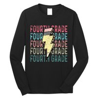 Fourth Grade Lightning Bolt Pencil Retro Teacher Girls Long Sleeve Shirt