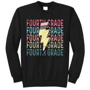 Fourth Grade Lightning Bolt Pencil Retro Teacher Girls Sweatshirt