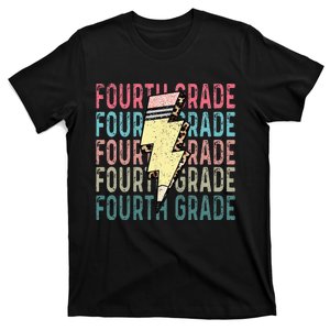 Fourth Grade Lightning Bolt Pencil Retro Teacher Girls T-Shirt