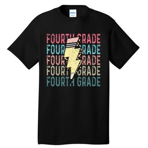 Fourth Grade Lightning Bolt Pencil Retro Teacher Girls Tall T-Shirt