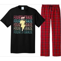 Fourth Grade Lightning Bolt Pencil Retro Teacher Girls Pajama Set