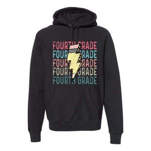 Fourth Grade Lightning Bolt Pencil Retro Teacher Girls Premium Hoodie