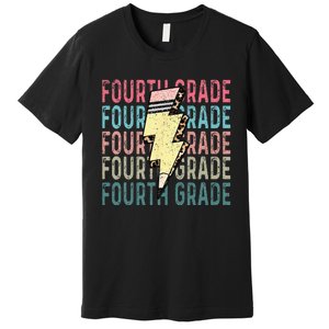 Fourth Grade Lightning Bolt Pencil Retro Teacher Girls Premium T-Shirt