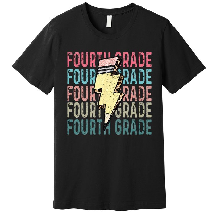 Fourth Grade Lightning Bolt Pencil Retro Teacher Girls Premium T-Shirt