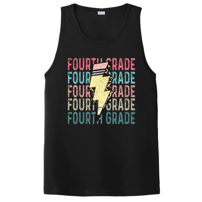 Fourth Grade Lightning Bolt Pencil Retro Teacher Girls PosiCharge Competitor Tank