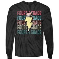 Fourth Grade Lightning Bolt Pencil Retro Teacher Girls Tie-Dye Long Sleeve Shirt