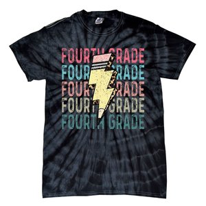 Fourth Grade Lightning Bolt Pencil Retro Teacher Girls Tie-Dye T-Shirt