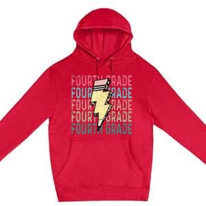 Fourth Grade Lightning Bolt Pencil Retro Teacher Girls Premium Pullover Hoodie