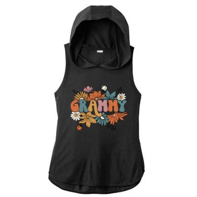 Floral Grammy Life Thankful Grammy Thanksgiving Mothers Day Ladies PosiCharge Tri-Blend Wicking Draft Hoodie Tank