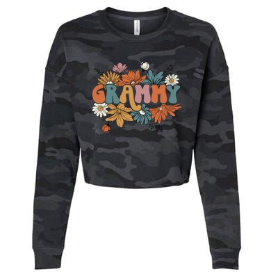 Floral Grammy Life Thankful Grammy Thanksgiving Mothers Day Cropped Pullover Crew