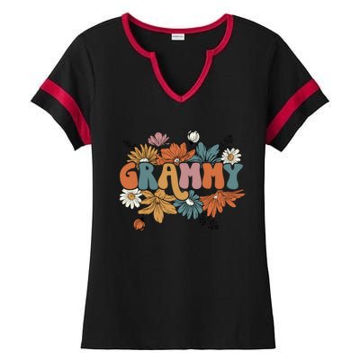 Floral Grammy Life Thankful Grammy Thanksgiving Mothers Day Ladies Halftime Notch Neck Tee