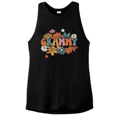 Floral Grammy Life Thankful Grammy Thanksgiving Mothers Day Ladies PosiCharge Tri-Blend Wicking Tank