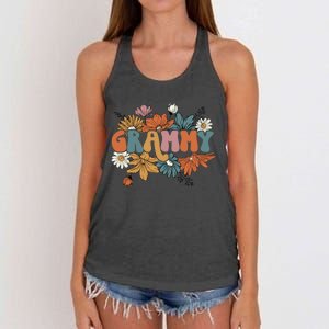 Floral Grammy Life Thankful Grammy Thanksgiving Mothers Day Women's Knotted Racerback Tank