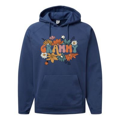 Floral Grammy Life Thankful Grammy Thanksgiving Mothers Day Performance Fleece Hoodie