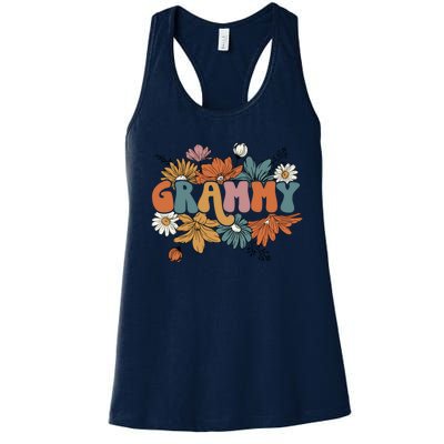 Floral Grammy Life Thankful Grammy Thanksgiving Mothers Day Women's Racerback Tank