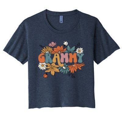 Floral Grammy Life Thankful Grammy Thanksgiving Mothers Day Women's Crop Top Tee