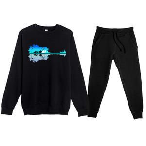 Funny Guitar Lake Shadow Love Guitar Musician Premium Crewneck Sweatsuit Set