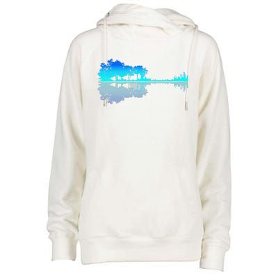 Funny Guitar Lake Shadow Love Guitar Musician Womens Funnel Neck Pullover Hood