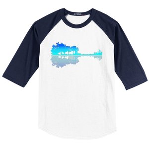 Funny Guitar Lake Shadow Love Guitar Musician Baseball Sleeve Shirt