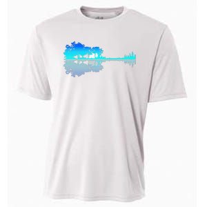 Funny Guitar Lake Shadow Love Guitar Musician Cooling Performance Crew T-Shirt