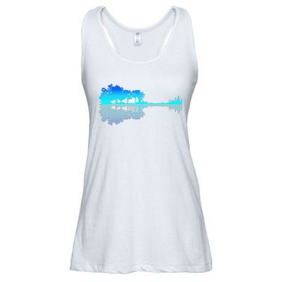 Funny Guitar Lake Shadow Love Guitar Musician Ladies Essential Flowy Tank