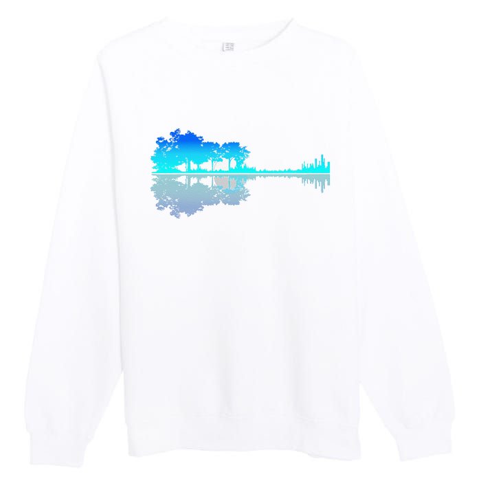 Funny Guitar Lake Shadow Love Guitar Musician Premium Crewneck Sweatshirt