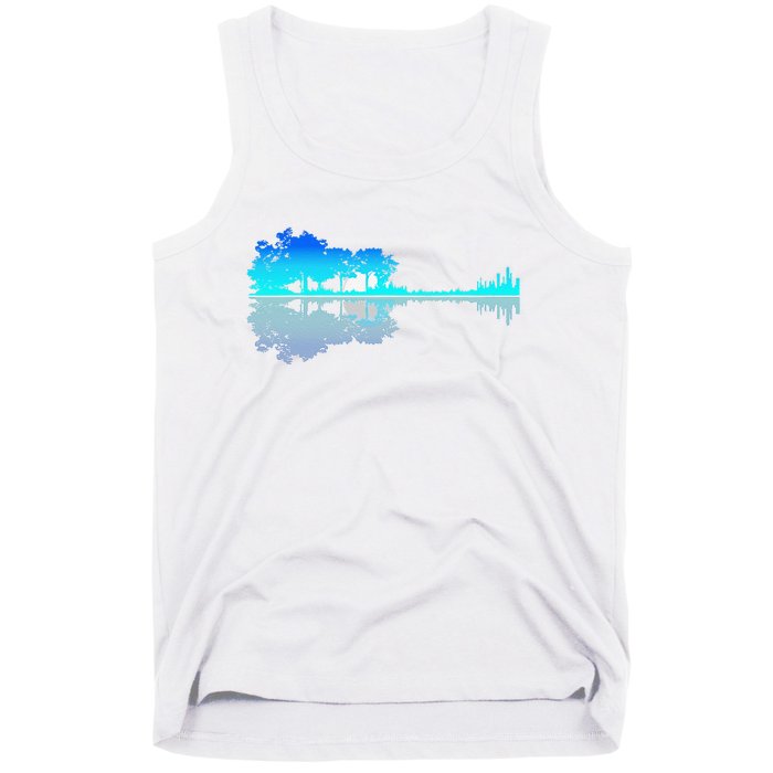 Funny Guitar Lake Shadow Love Guitar Musician Tank Top