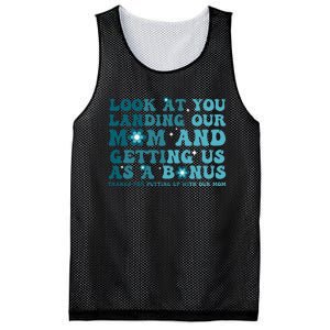 Funny Groovy Look At You Landing Our Mom And Getting Us Mesh Reversible Basketball Jersey Tank