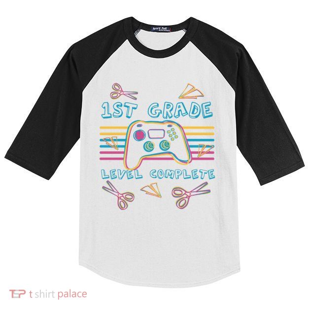 First Grade Level Complete Gamer Kids Colorblock Raglan Jersey