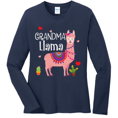 Funny Grandma Llama Mother's Day Gift Ladies Long Sleeve Shirt