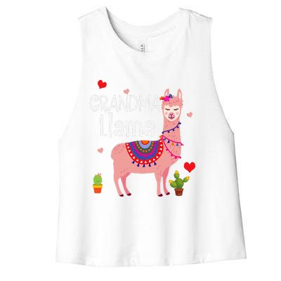 Funny Grandma Llama Mother's Day Gift Women's Racerback Cropped Tank